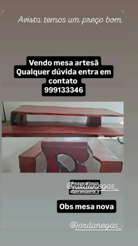 Mesa artesã 3 metro comprimento 1.96 largura