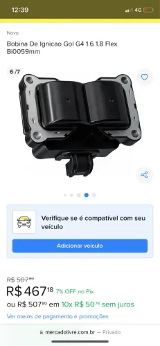 Bobina gol g3 g4 1.6/1.8 flex 4 pinos 