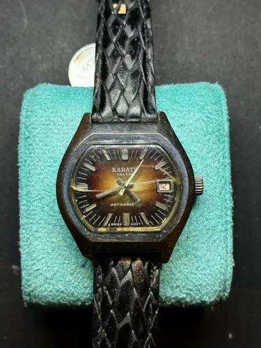 relógio vintage karate deluxe antimagnetic - não funciona - para restaurar