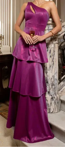Vestido longo de festa - Fúcsia