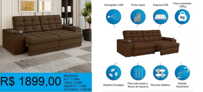 Sofá retrátil e reclinável- entrega gratuita!!