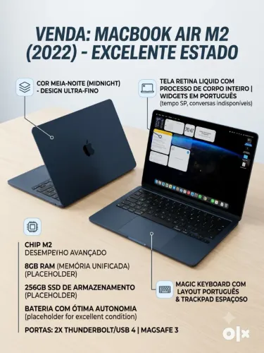 MacBook M2 2022 8GB 256GB - Midnight (macOS Tahoe)