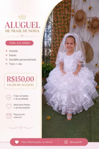 VESTIDO JUNINO NOIVA INFANTIL