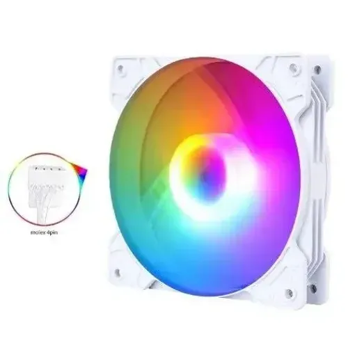 Cooler Fan 120mm Round5 Cyclone FW White, Rainbow - *Molex* - WZetta