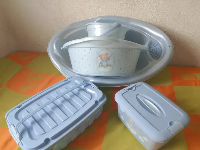 Kit Banheira de Bebê Completo Menino (Azul) - NOVO / NUNCA USADO ?