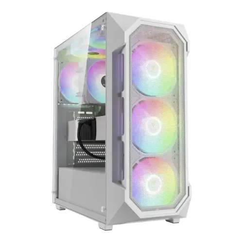 Gabinete Gamer Gamdias Aura GC1 Elite, Vidro Temp., ATX, Mid Tower, RGB, Com 4 Fans, White