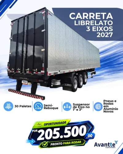 CARRETA LIBRELATO 3 EIXOS 2027 - Com Pneus e Rodas Novas