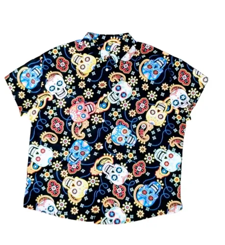 Camisa de botão caveiras mexicanas