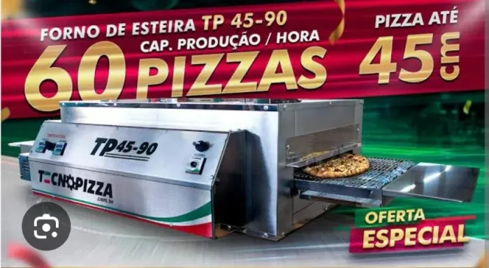 Forno Esteira Pizza Tecnopizza TP45-90 Elétrico - Inox