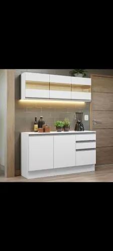 ARMÁRIO * NOVO ** BALCÃO + AÉREO 100% MDF BRANCO **** NOVO, LACRADO ****