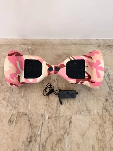 Hoverboard Skate Elétrico 6.5" com Led e Bluetooth Rosa Camuflado
