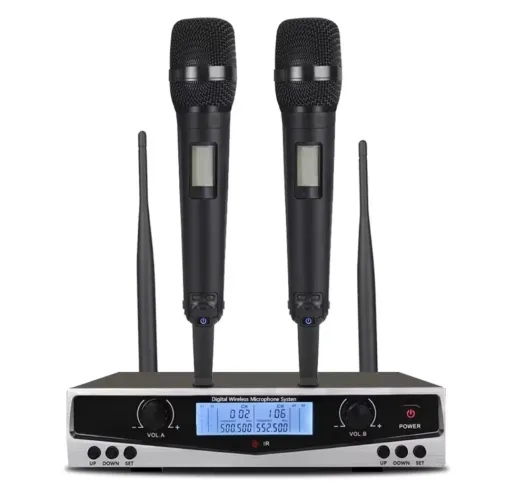 Microfone Somlimi com sistema mute no bastão 
