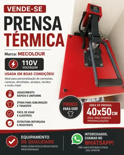 Prensa Térmica Plana Mecolour 40x50 Sublimação