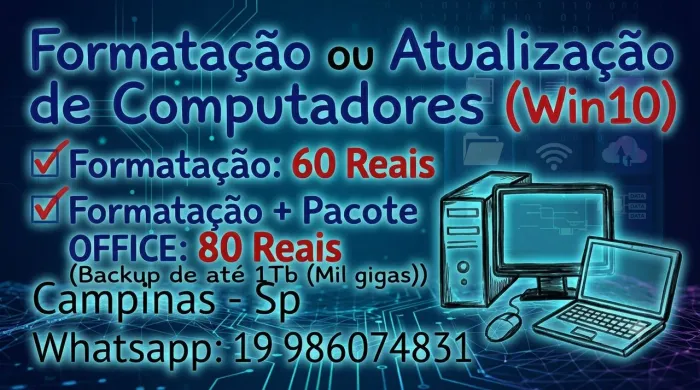 Formatação ou Atualização de Computadores/Notebooks