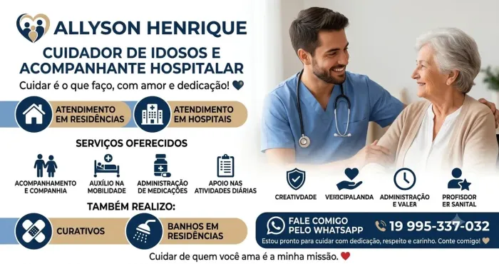 Cuidador de idosos, acompanhante hospitalar