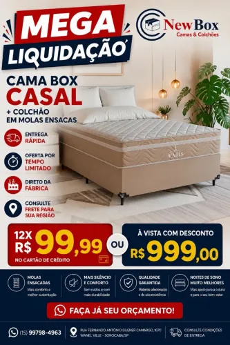 Promoção Relâmpago! Cama Box Com Colchão de Molas Ensacadas De: r$1.700 Por: r$999,00
