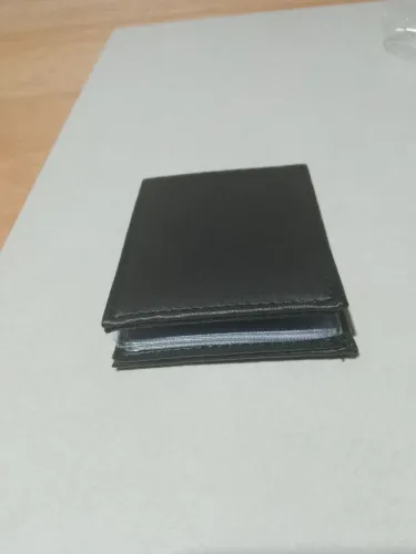 Carteira masculina couro sintético slim RG cartão preto liso luxo