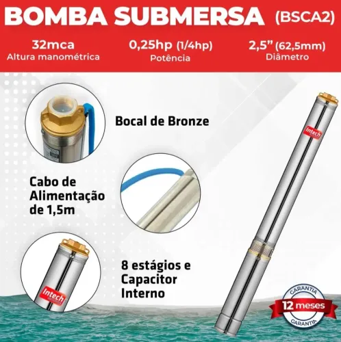 Bomba caneta 1/4 cv 2" intech machine 
