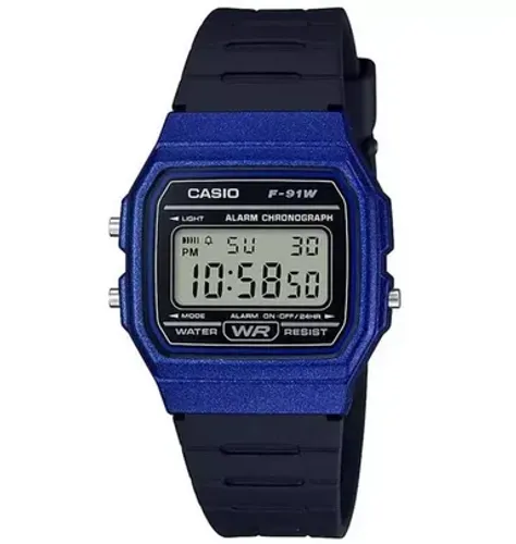 Relógio Casio Digital Preto com Azul F-91WM-2ADF
