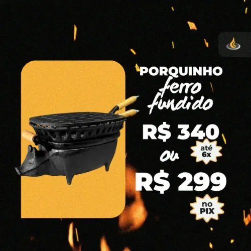 Churrasqueira Porquinho de Ferro Fundido - Fundição Alfa - Casa das Churrasqueiras