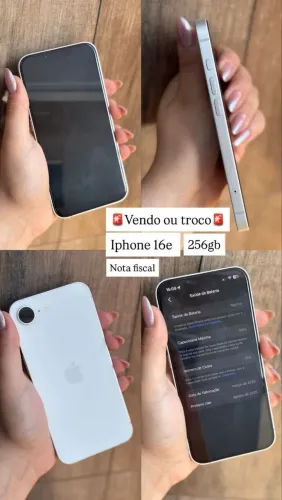 iPhone 16e 256gb, perfeito estado! Saúde da bateria ? 98...
