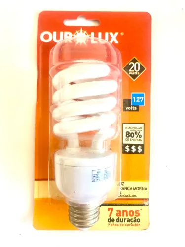 Kit 3x lampada espiral 20w 127v 2700k luz amarela