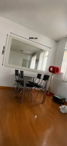 Espelho Gigante com Moldura Branca 208x138 - Perfeito para Sala, Quarto ou Loja