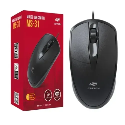 Mouse USB C3 Tech Preto Original 1 Ano Garantia Profissional