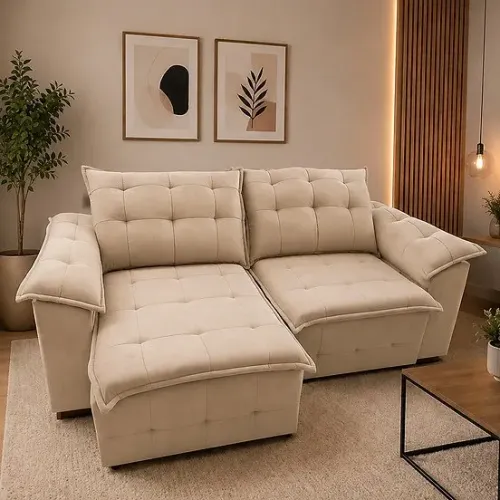 Sofá 03 Retrátil e Reclinável 2m Espuma D33 - Entrega Grátis Fortaleza