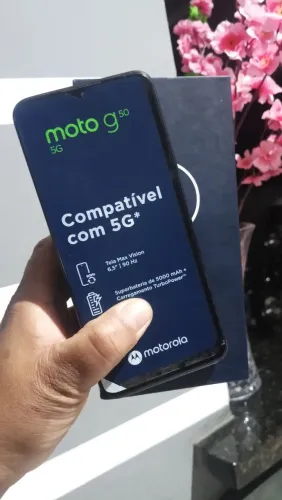Smartphone moto g50 5g NFC 128gb biometria desbloqueio facial e câmeras tops