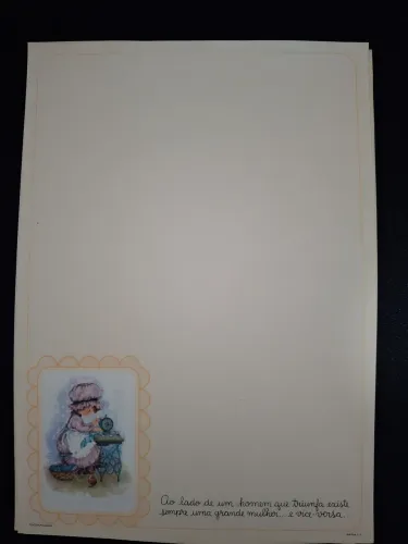 Papel de carta laranja e verde, anos 80
