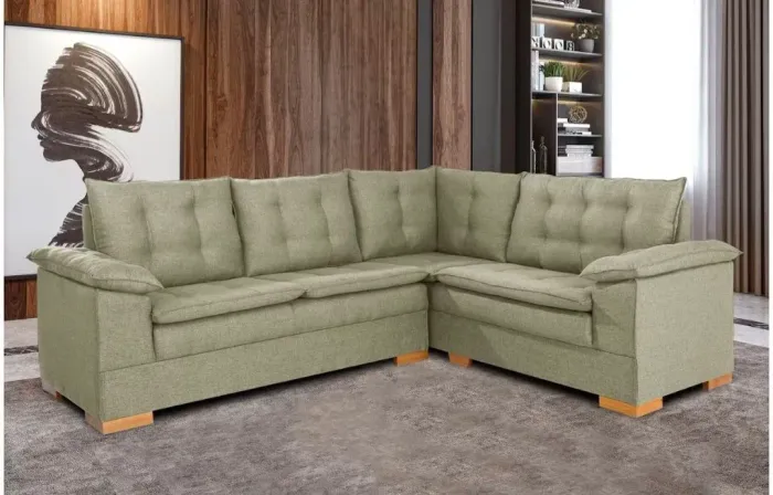 VENDA-SE SOFÁ DE CANTO 5 LUGARES IDEALE VELUDO JW CASTOR FIXO