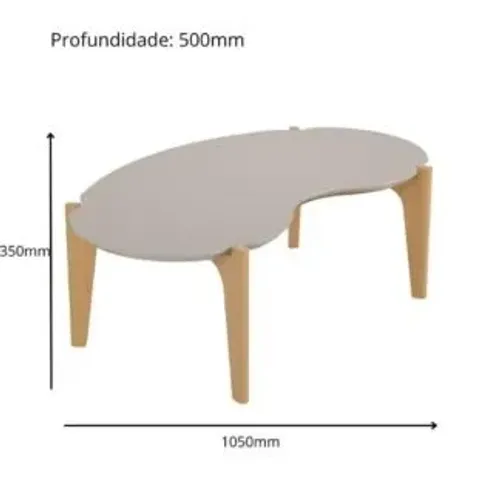 Mesa de Centro Sala de Estar Florida 1,05m - Lukaliam Pés em madeira