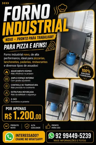 Forno industrial, perfeito para pizzas e assados em geral.