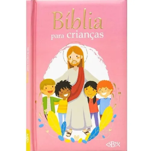 Bíblia infantil rosa almofadada 