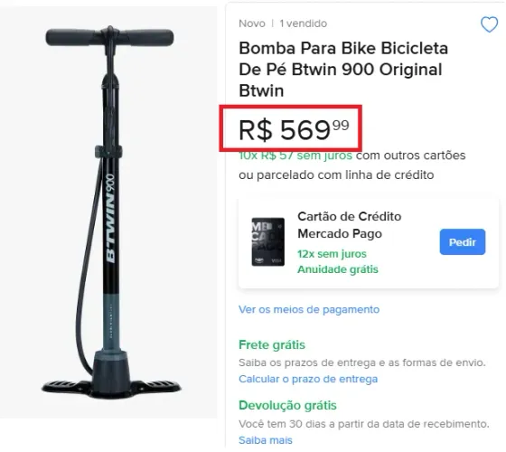 Bomba para encher pneu B.Twin 900 (Presta ou Schrader)