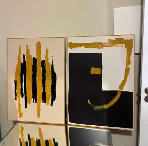 Par de quadros pintura abstrata