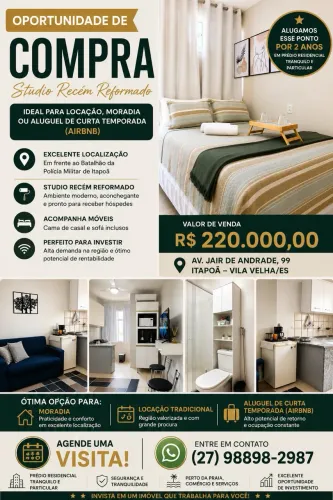Studio Rentável em Itapoã | Ideal para Airbnb ou Locação