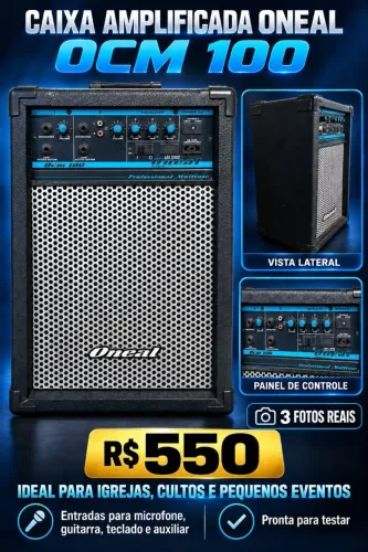 Caixa Amplificada Oneal OCM 100 - Ideal para Igreja e Eventos