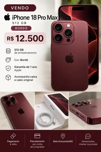 iPhone 18 Pro Max - 512 GB - Bordô