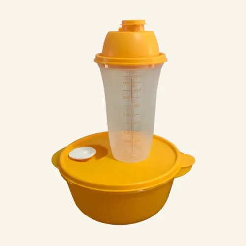 Tupperware Kit 2 peças - Tigela Cristalware 1,5L + Quick Shake 500ml - Amarelo papaya