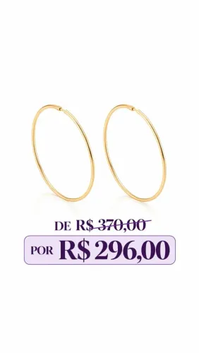 Argola grande, banhada a ouro 18k