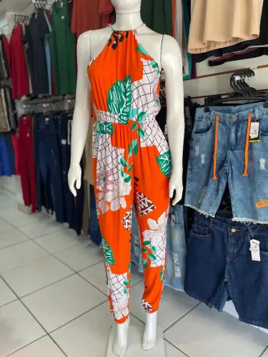 Macacão Longo viscose floral 