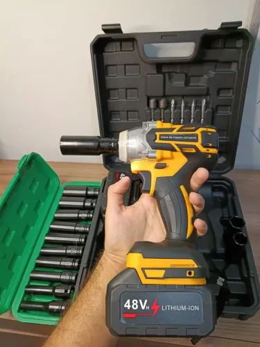 Chave de impacto 480Nm + jogo de soquetes com 10 peças