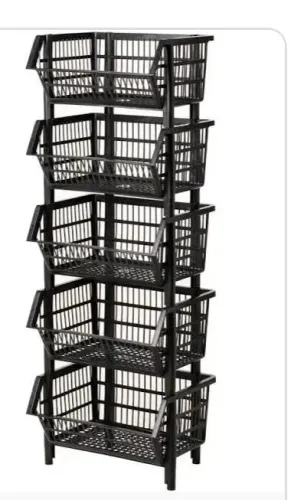 Fruteira / Organizador de Cestos Multiuso 5 Níveis Preto - Perfeito Estado