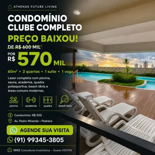Athenas Future Apartamento com 2 Quartos à venda na Pedreira 60m²