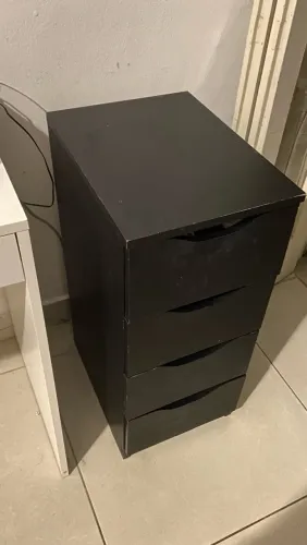 Gaveteiro cômoda organizador preto 4 gavetas