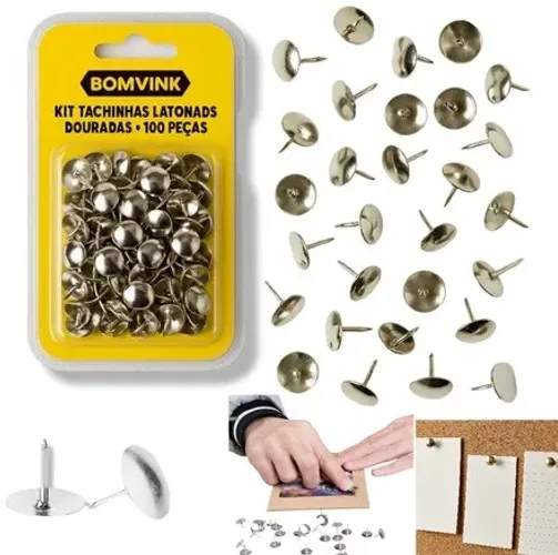 Kit tachinha latonada 11x10mm douradas BOM-5325