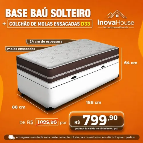 Base bau mais colchão d33
