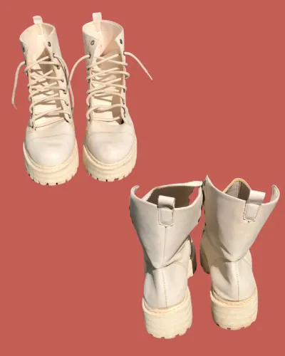 Coturno Plataforma Off White Tratorado Tam. 38